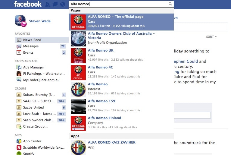 Facebook Alfa Romeo